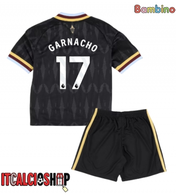 Aston Villa Alejandro Garnacho #17 Seconda Maglia Bambino 2026-27 Manica Corta (+ Pantaloni corti)